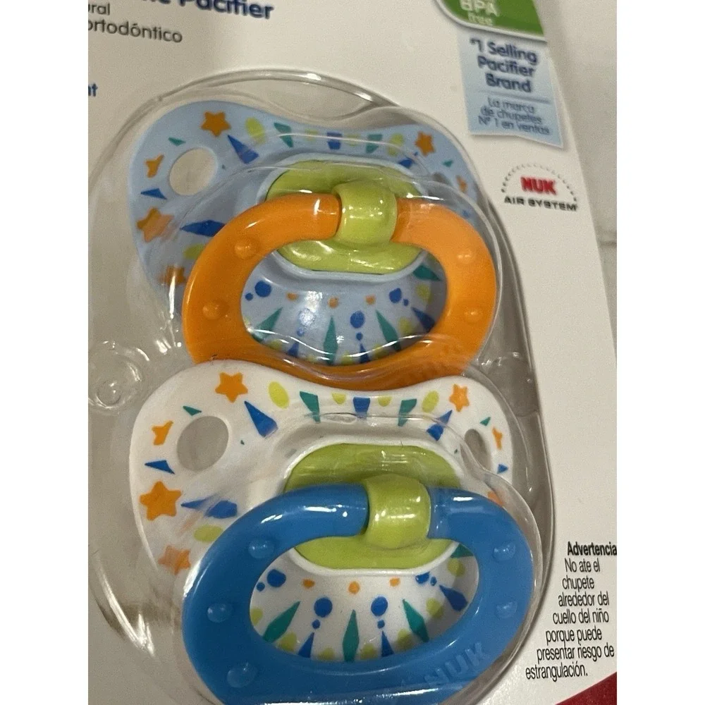 NUK Orthodontic Pacifier Natural Shape 18-36 Months Silicone BPA Free 2 Pack New